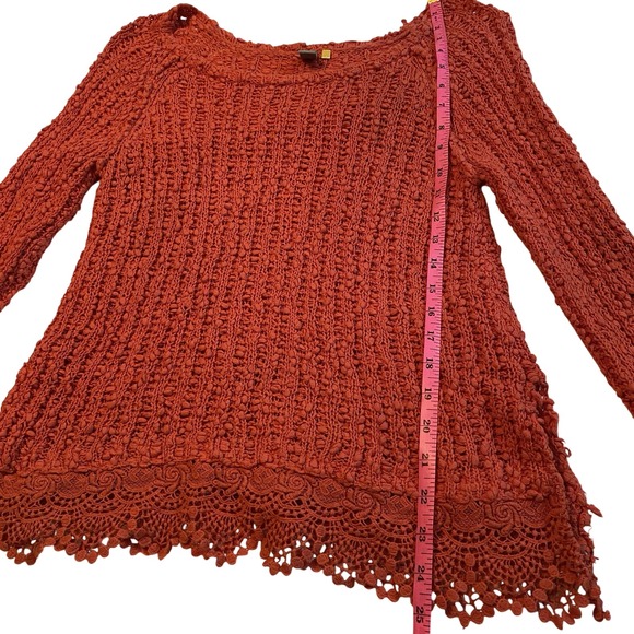 Anthropologie Knitted Knotted Women's Long Sleeve Pink Knitted Blouse Size M - Picture 10 of 11